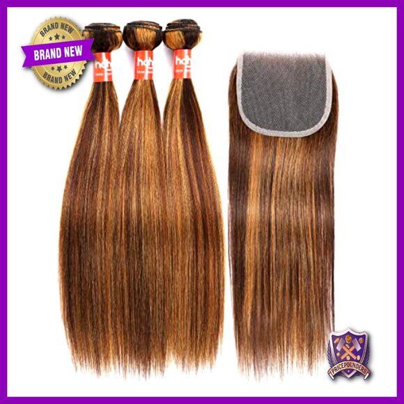 Brazilian Virgin Human Hair Bundles with 4x4 Lace Closure for Sew In main image 6